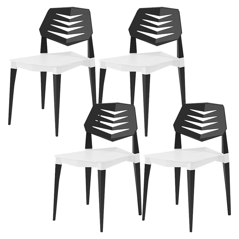 Contemporary No Arm Conference Chair Plastic Chair with Legs for Office White 4 Piece Set Clearhalo 'furn' 'furn_office_chair' 'Furniture' 'Office Chairs' 'Office Furniture' 'office_chair' 6549461