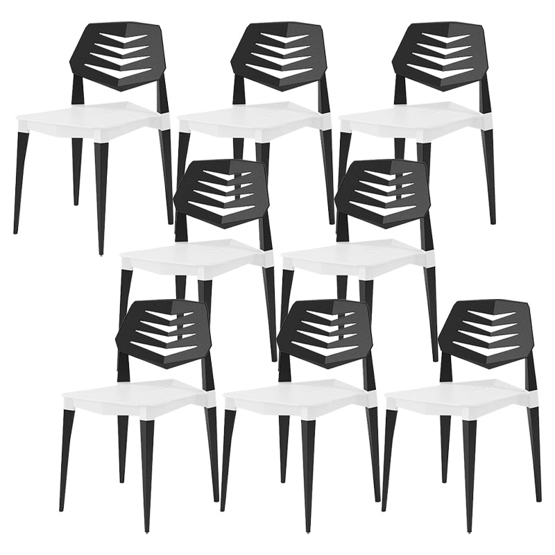 Contemporary No Arm Conference Chair Plastic Chair with Legs for Office White 8 Piece Set Clearhalo 'furn' 'furn_office_chair' 'Furniture' 'Office Chairs' 'Office Furniture' 'office_chair' 6549465
