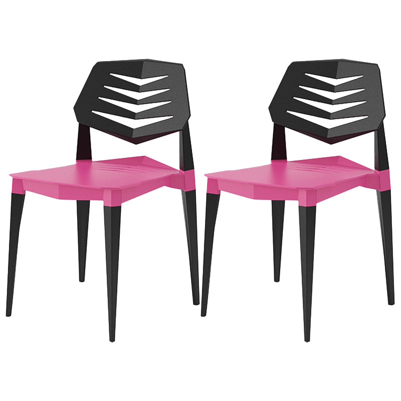 Contemporary No Arm Conference Chair Plastic Chair with Legs for Office Pink 2 Piece Set Clearhalo 'furn' 'furn_office_chair' 'Furniture' 'Office Chairs' 'Office Furniture' 'office_chair' 6549466