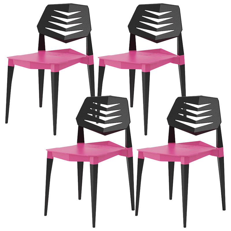 Contemporary No Arm Conference Chair Plastic Chair with Legs for Office Pink 4 Piece Set Clearhalo 'furn' 'furn_office_chair' 'Furniture' 'Office Chairs' 'Office Furniture' 'office_chair' 6549467