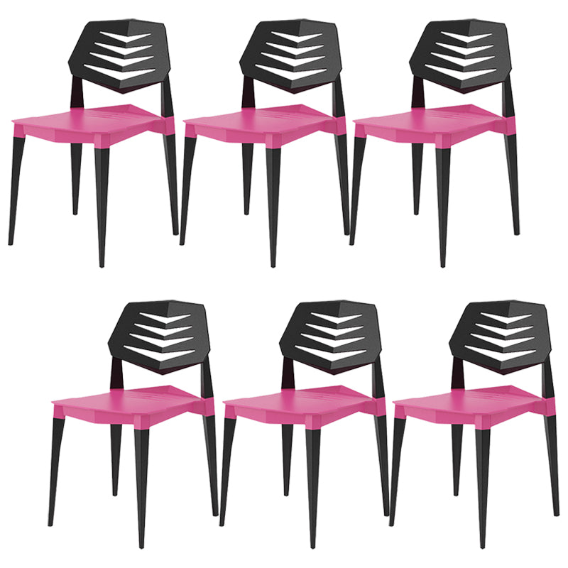 Contemporary No Arm Conference Chair Plastic Chair with Legs for Office Pink 6 Piece Set Clearhalo 'furn' 'furn_office_chair' 'Furniture' 'Office Chairs' 'Office Furniture' 'office_chair' 6549468