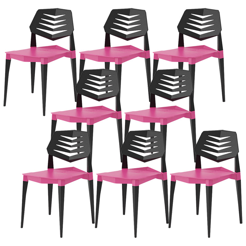 Contemporary No Arm Conference Chair Plastic Chair with Legs for Office Pink 8 Piece Set Clearhalo 'furn' 'furn_office_chair' 'Furniture' 'Office Chairs' 'Office Furniture' 'office_chair' 6549469