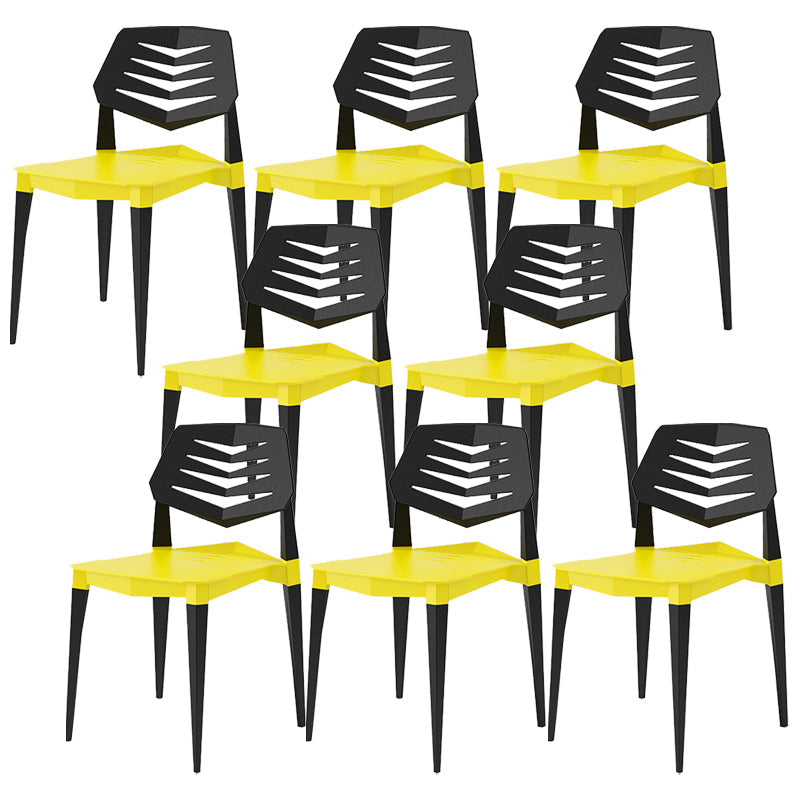 Contemporary No Arm Conference Chair Plastic Chair with Legs for Office Yellow 8 Piece Set Clearhalo 'furn' 'furn_office_chair' 'Furniture' 'Office Chairs' 'Office Furniture' 'office_chair' 6549473
