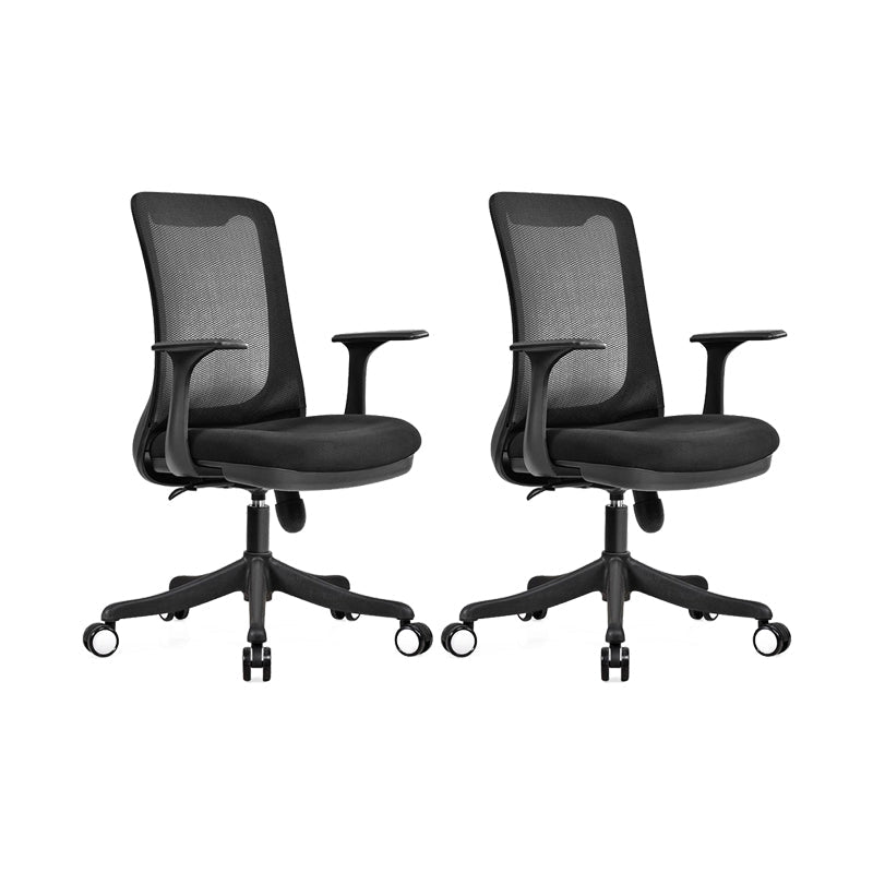 Modern Swivel Chair No Distressing Fixed Arms Breathable Air Grid Office Chair Black 2 Piece Set Casters Included Clearhalo 'furn' 'furn_office_chair' 'Furniture' 'Office Chairs' 'Office Furniture' 'office_chair' 6549573