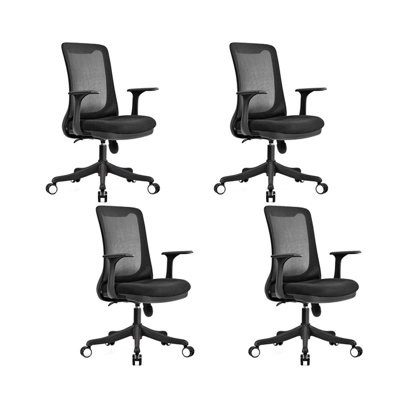 Modern Swivel Chair No Distressing Fixed Arms Breathable Air Grid Office Chair Black 4 Piece Set Casters Included Clearhalo 'furn' 'furn_office_chair' 'Furniture' 'Office Chairs' 'Office Furniture' 'office_chair' 6549574