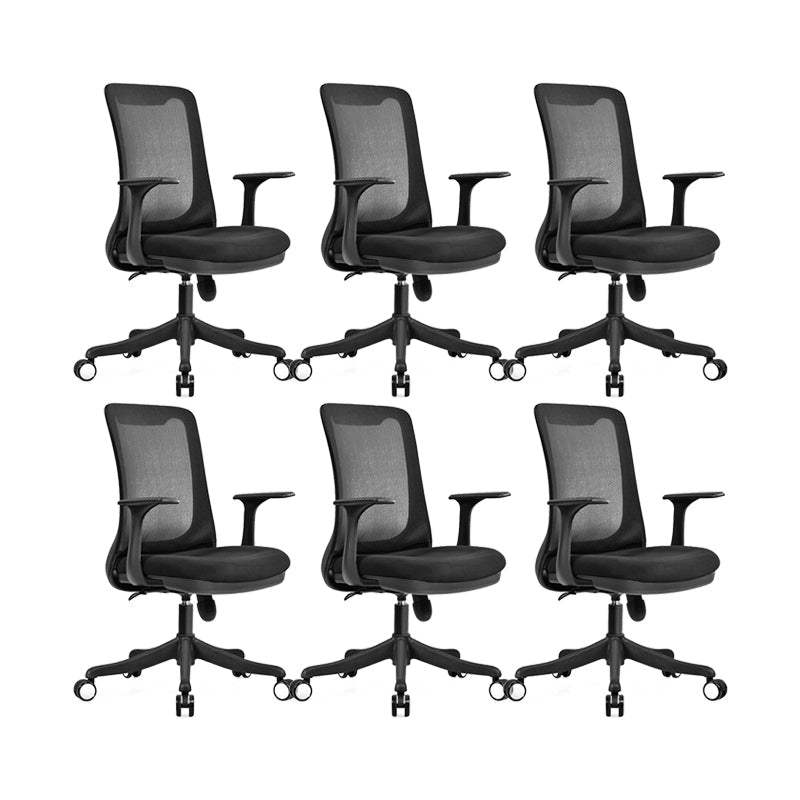 Modern Swivel Chair No Distressing Fixed Arms Breathable Air Grid Office Chair Black 6 Piece Set Casters Included Clearhalo 'furn' 'furn_office_chair' 'Furniture' 'Office Chairs' 'Office Furniture' 'office_chair' 6549576