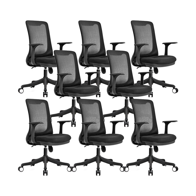 Modern Swivel Chair No Distressing Fixed Arms Breathable Air Grid Office Chair Black 8 Piece Set Casters Included Clearhalo 'furn' 'furn_office_chair' 'Furniture' 'Office Chairs' 'Office Furniture' 'office_chair' 6549578