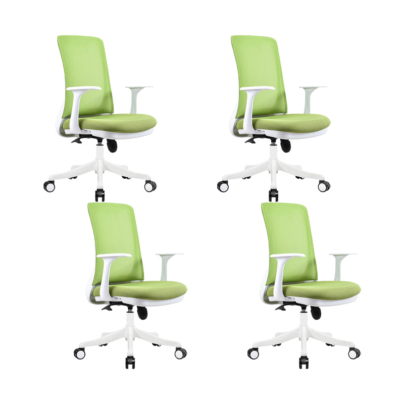 Modern Swivel Chair No Distressing Fixed Arms Breathable Air Grid Office Chair Green 4 Piece Set Casters Included Clearhalo 'furn' 'furn_office_chair' 'Furniture' 'Office Chairs' 'Office Furniture' 'office_chair' 6549584