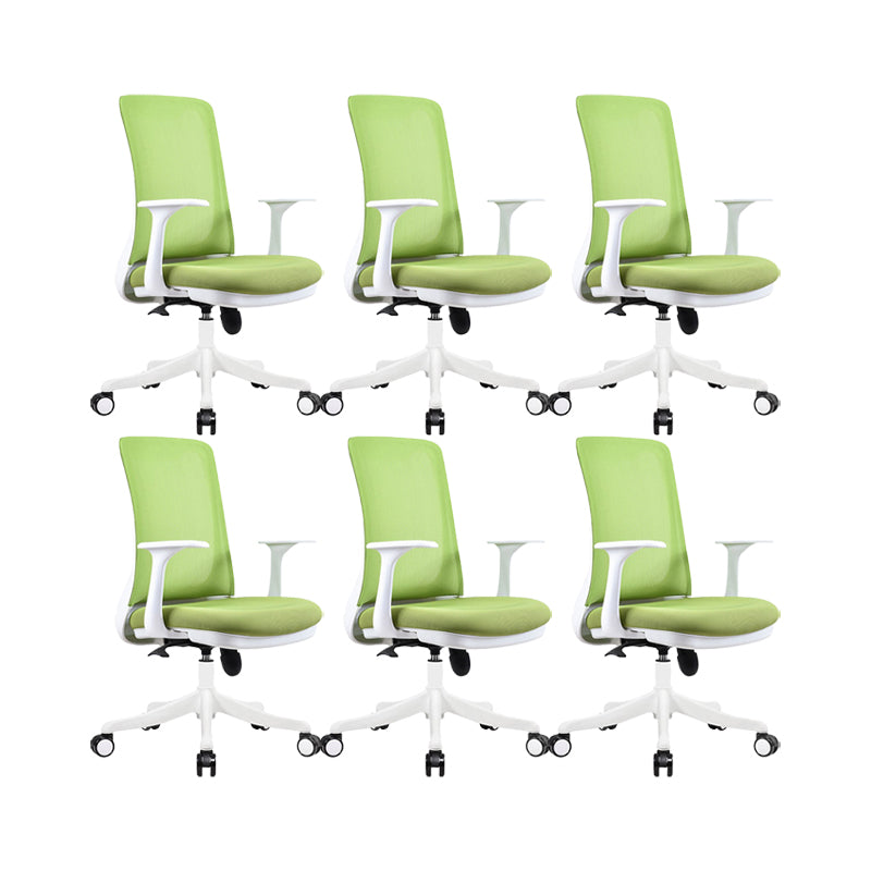 Modern Swivel Chair No Distressing Fixed Arms Breathable Air Grid Office Chair Green 6 Piece Set Casters Included Clearhalo 'furn' 'furn_office_chair' 'Furniture' 'Office Chairs' 'Office Furniture' 'office_chair' 6549587