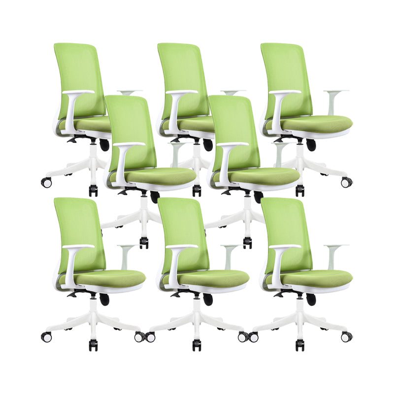 Modern Swivel Chair No Distressing Fixed Arms Breathable Air Grid Office Chair Green 8 Piece Set Casters Included Clearhalo 'furn' 'furn_office_chair' 'Furniture' 'Office Chairs' 'Office Furniture' 'office_chair' 6549588