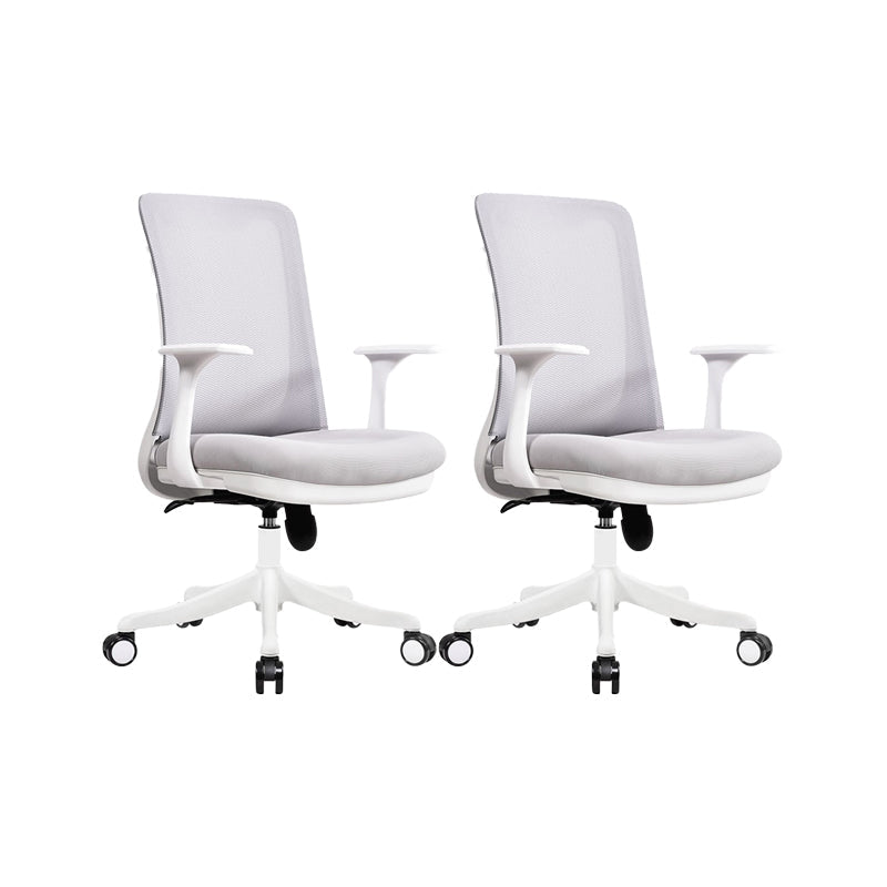 Modern Swivel Chair No Distressing Fixed Arms Breathable Air Grid Office Chair Grey 2 Piece Set Casters Included Clearhalo 'furn' 'furn_office_chair' 'Furniture' 'Office Chairs' 'Office Furniture' 'office_chair' 6549592