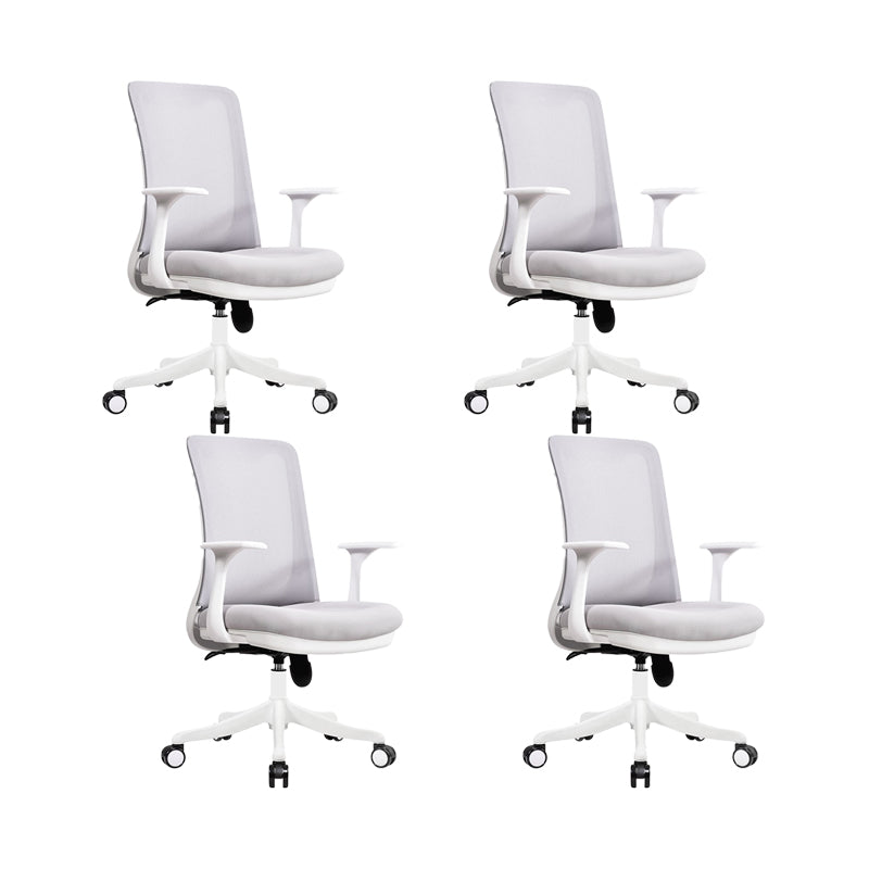 Modern Swivel Chair No Distressing Fixed Arms Breathable Air Grid Office Chair Grey 4 Piece Set Casters Included Clearhalo 'furn' 'furn_office_chair' 'Furniture' 'Office Chairs' 'Office Furniture' 'office_chair' 6549593
