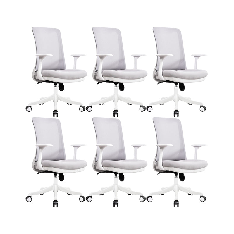 Modern Swivel Chair No Distressing Fixed Arms Breathable Air Grid Office Chair Grey 6 Piece Set Casters Included Clearhalo 'furn' 'furn_office_chair' 'Furniture' 'Office Chairs' 'Office Furniture' 'office_chair' 6549594