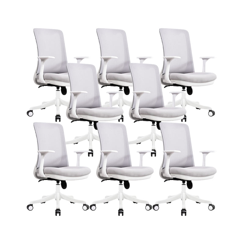Modern Swivel Chair No Distressing Fixed Arms Breathable Air Grid Office Chair Grey 8 Piece Set Casters Included Clearhalo 'furn' 'furn_office_chair' 'Furniture' 'Office Chairs' 'Office Furniture' 'office_chair' 6549595