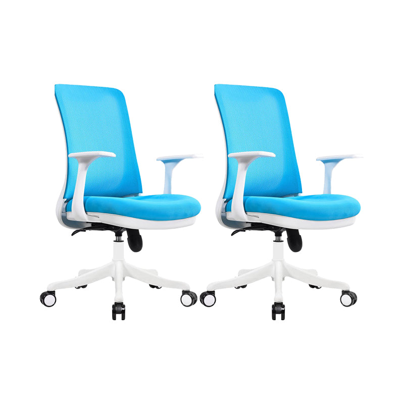 Modern Swivel Chair No Distressing Fixed Arms Breathable Air Grid Office Chair Blue 2 Piece Set Casters Included Clearhalo 'furn' 'furn_office_chair' 'Furniture' 'Office Chairs' 'Office Furniture' 'office_chair' 6549597