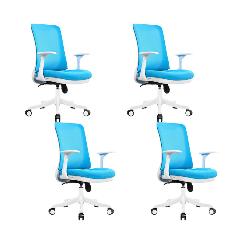 Modern Swivel Chair No Distressing Fixed Arms Breathable Air Grid Office Chair Blue 4 Piece Set Casters Included Clearhalo 'furn' 'furn_office_chair' 'Furniture' 'Office Chairs' 'Office Furniture' 'office_chair' 6549598