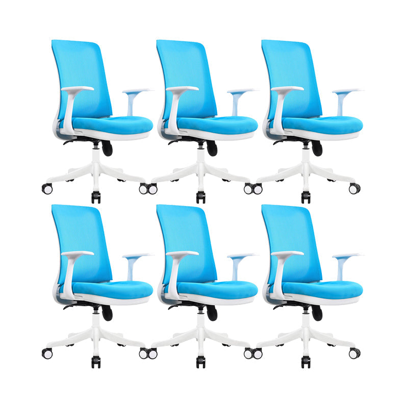 Modern Swivel Chair No Distressing Fixed Arms Breathable Air Grid Office Chair Blue 6 Piece Set Casters Included Clearhalo 'furn' 'furn_office_chair' 'Furniture' 'Office Chairs' 'Office Furniture' 'office_chair' 6549599