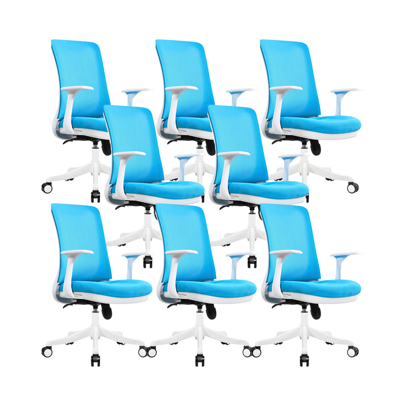 Modern Swivel Chair No Distressing Fixed Arms Breathable Air Grid Office Chair Blue 8 Piece Set Casters Included Clearhalo 'furn' 'furn_office_chair' 'Furniture' 'Office Chairs' 'Office Furniture' 'office_chair' 6549600