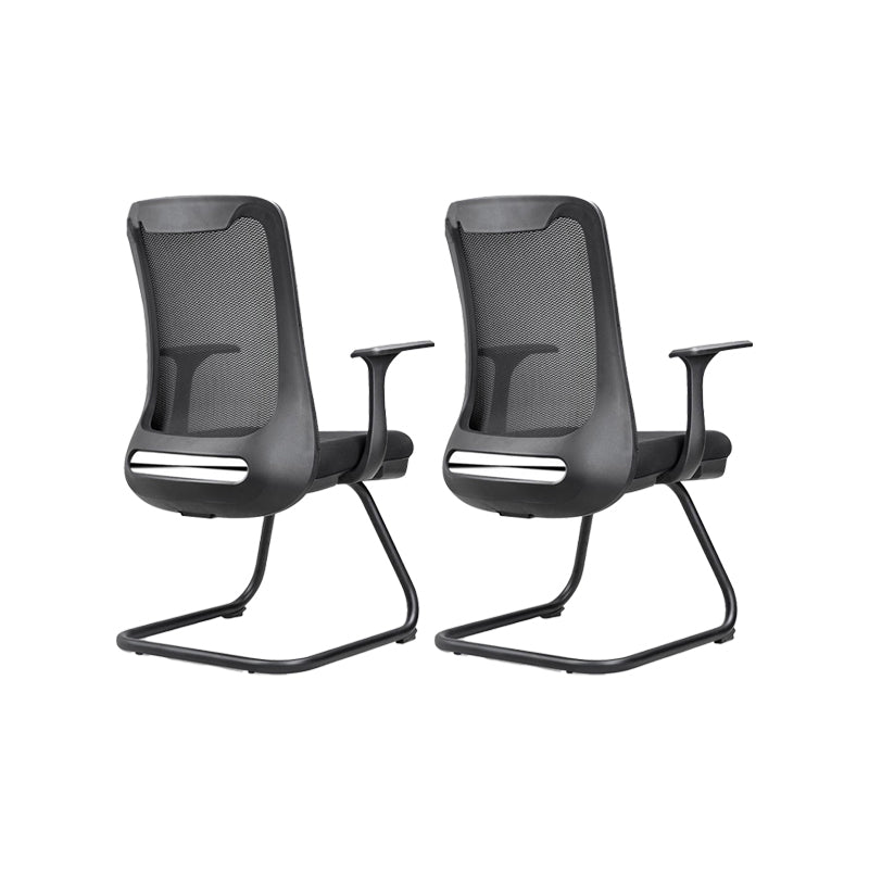 Modern Swivel Chair No Distressing Fixed Arms Breathable Air Grid Office Chair Black 2 Piece Set Casters Not Included Clearhalo 'furn' 'furn_office_chair' 'Furniture' 'Office Chairs' 'Office Furniture' 'office_chair' 6549602