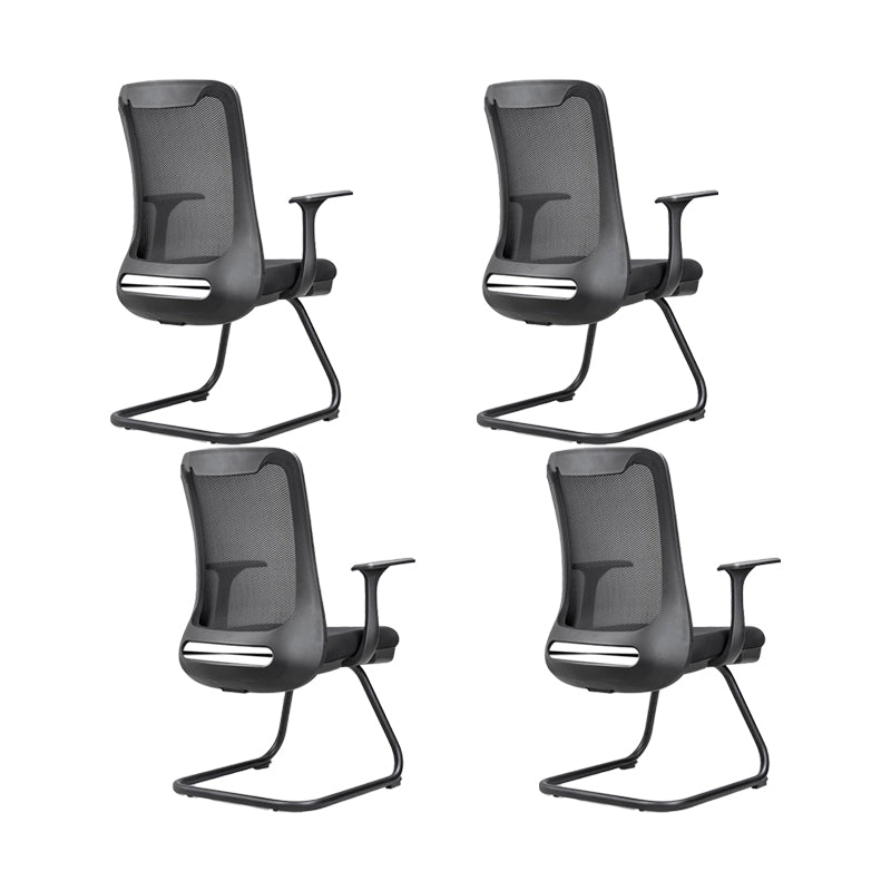 Modern Swivel Chair No Distressing Fixed Arms Breathable Air Grid Office Chair Black 4 Piece Set Casters Not Included Clearhalo 'furn' 'furn_office_chair' 'Furniture' 'Office Chairs' 'Office Furniture' 'office_chair' 6549603