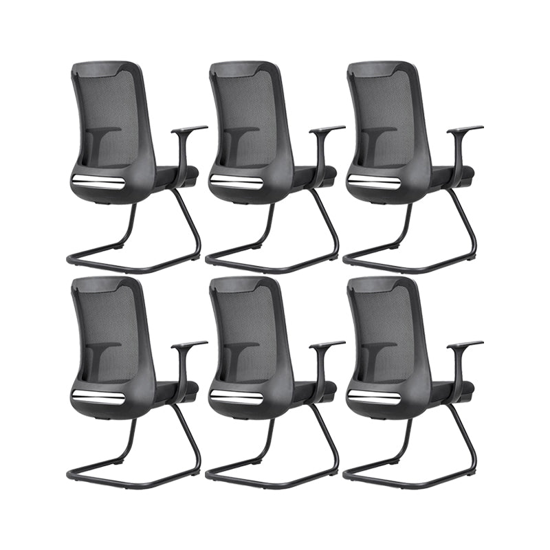 Modern Swivel Chair No Distressing Fixed Arms Breathable Air Grid Office Chair Black 6 Piece Set Casters Not Included Clearhalo 'furn' 'furn_office_chair' 'Furniture' 'Office Chairs' 'Office Furniture' 'office_chair' 6549604