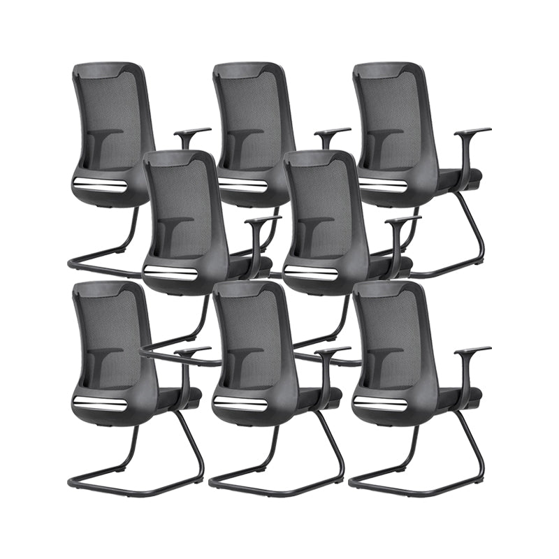 Modern Swivel Chair No Distressing Fixed Arms Breathable Air Grid Office Chair Black 8 Piece Set Casters Not Included Clearhalo 'furn' 'furn_office_chair' 'Furniture' 'Office Chairs' 'Office Furniture' 'office_chair' 6549605