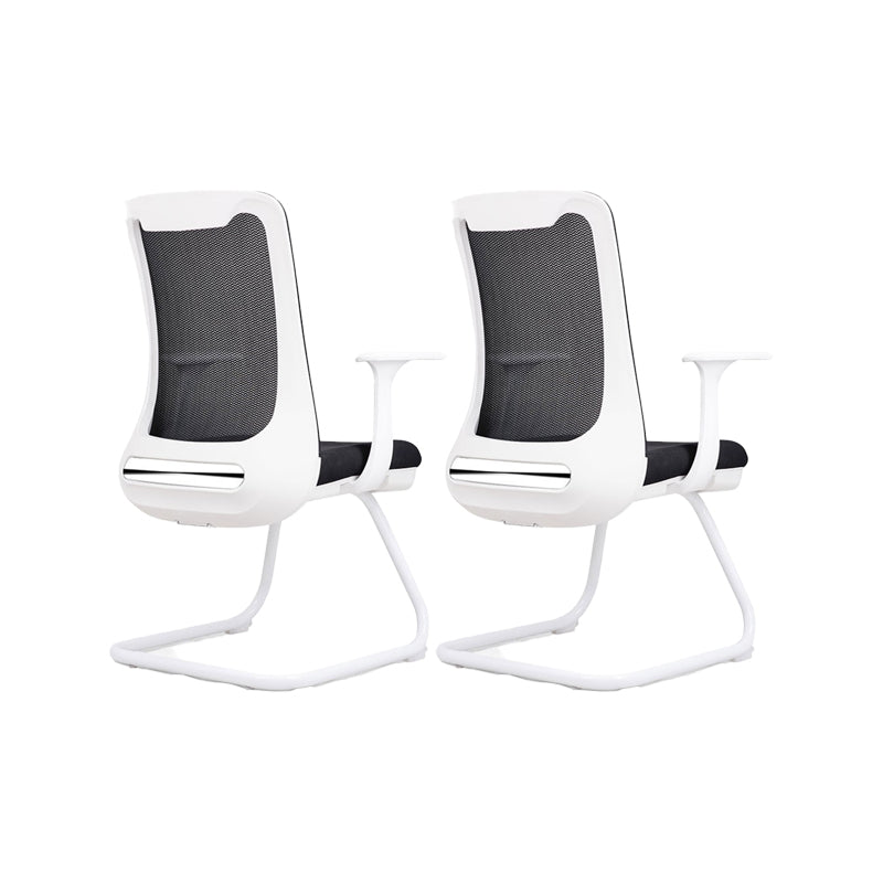 Modern Swivel Chair No Distressing Fixed Arms Breathable Air Grid Office Chair Black White 2 Piece Set Casters Not Included Clearhalo 'furn' 'furn_office_chair' 'Furniture' 'Office Chairs' 'Office Furniture' 'office_chair' 6549606