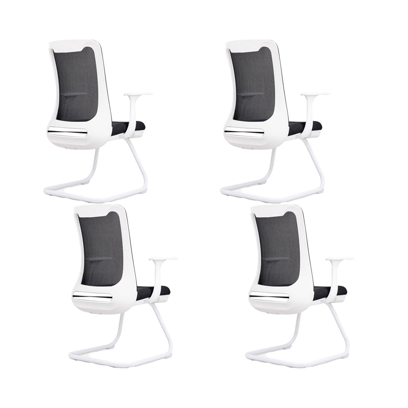 Modern Swivel Chair No Distressing Fixed Arms Breathable Air Grid Office Chair Black White 4 Piece Set Casters Not Included Clearhalo 'furn' 'furn_office_chair' 'Furniture' 'Office Chairs' 'Office Furniture' 'office_chair' 6549607