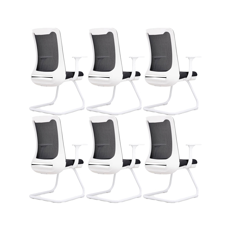 Modern Swivel Chair No Distressing Fixed Arms Breathable Air Grid Office Chair Black White 6 Piece Set Casters Not Included Clearhalo 'furn' 'furn_office_chair' 'Furniture' 'Office Chairs' 'Office Furniture' 'office_chair' 6549608