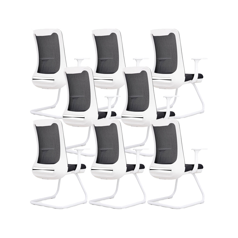 Modern Swivel Chair No Distressing Fixed Arms Breathable Air Grid Office Chair Black White 8 Piece Set Casters Not Included Clearhalo 'furn' 'furn_office_chair' 'Furniture' 'Office Chairs' 'Office Furniture' 'office_chair' 6549609