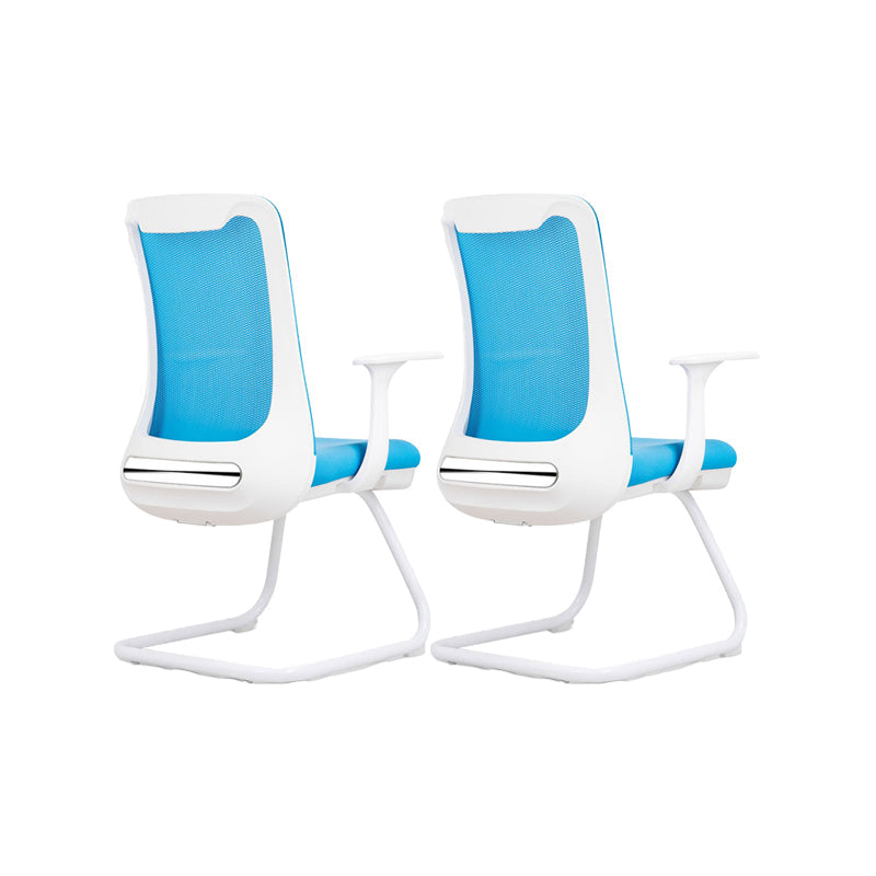 Modern Swivel Chair No Distressing Fixed Arms Breathable Air Grid Office Chair Blue 2 Piece Set Casters Not Included Clearhalo 'furn' 'furn_office_chair' 'Furniture' 'Office Chairs' 'Office Furniture' 'office_chair' 6549616