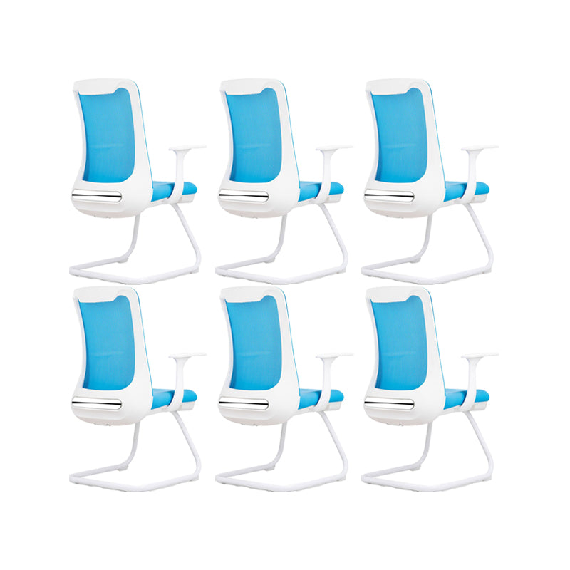 Modern Swivel Chair No Distressing Fixed Arms Breathable Air Grid Office Chair Blue 6 Piece Set Casters Not Included Clearhalo 'furn' 'furn_office_chair' 'Furniture' 'Office Chairs' 'Office Furniture' 'office_chair' 6549618