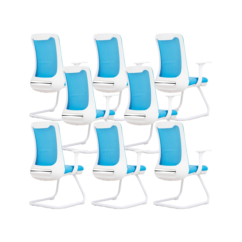 Modern Swivel Chair No Distressing Fixed Arms Breathable Air Grid Office Chair Blue 8 Piece Set Casters Not Included Clearhalo 'furn' 'furn_office_chair' 'Furniture' 'Office Chairs' 'Office Furniture' 'office_chair' 6549619