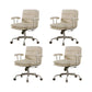 Contemporary Fixed Arms Desk Chair Leather Conference Chair for Office