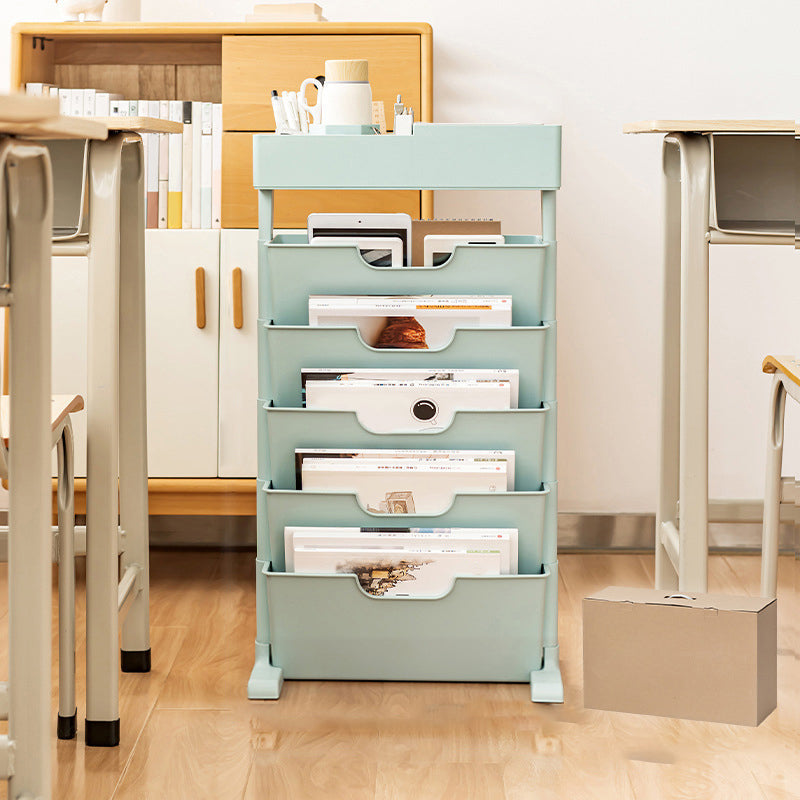 Contemporary Plastic Bookshelf Standard Closed Back Bookcase with Shelves 15.9"L x 8.1"W x 27.8"H Blue Clearhalo 'Bookcases' 'furn' 'furn_bookcases' 'Furniture' 'Office Furniture' 6549948