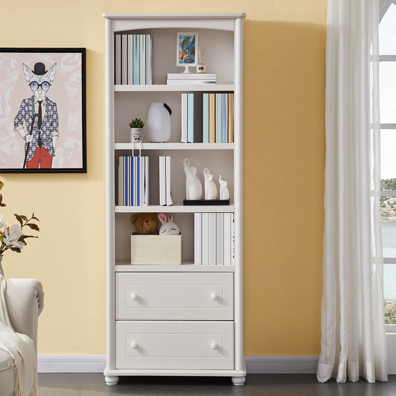 Closed Back Modern Bookcase Standard White Wooden Bookshelf with Shelves 23.6"L x 11.8"W x 70.9"H 2 Cabinet Not Included Clearhalo 'Bookcases' 'furn' 'furn_bookcases' 'Furniture' 'Office Furniture' 6550031