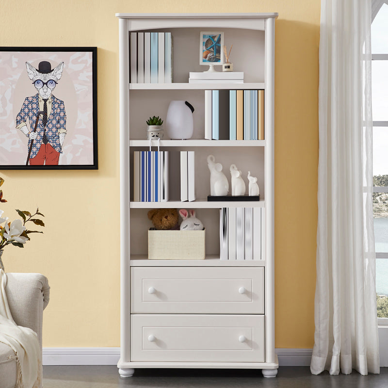 Closed Back Modern Bookcase Standard White Wooden Bookshelf with Shelves 31.5"L x 11.8"W x 70.9"H 2 Cabinet Not Included Clearhalo 'Bookcases' 'furn' 'furn_bookcases' 'Furniture' 'Office Furniture' 6550033