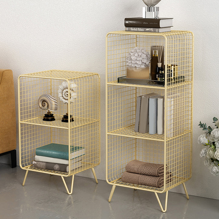Glam Closed Back Bookcase Metal Standard Bookshelf with Shelves Clearhalo 'Bookcases' 'furn' 'furn_bookcases' 'Furniture' 'Office Furniture' 6550153