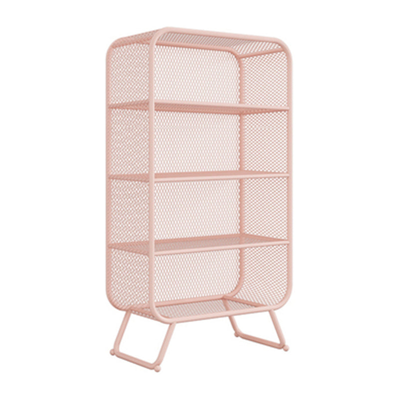 Glam Closed Back Bookcase Metal Standard Bookshelf with Shelves 23.6"L x 11.8"W x 59.1"H Pink Clearhalo 'Bookcases' 'furn' 'furn_bookcases' 'Furniture' 'Office Furniture' 6550159