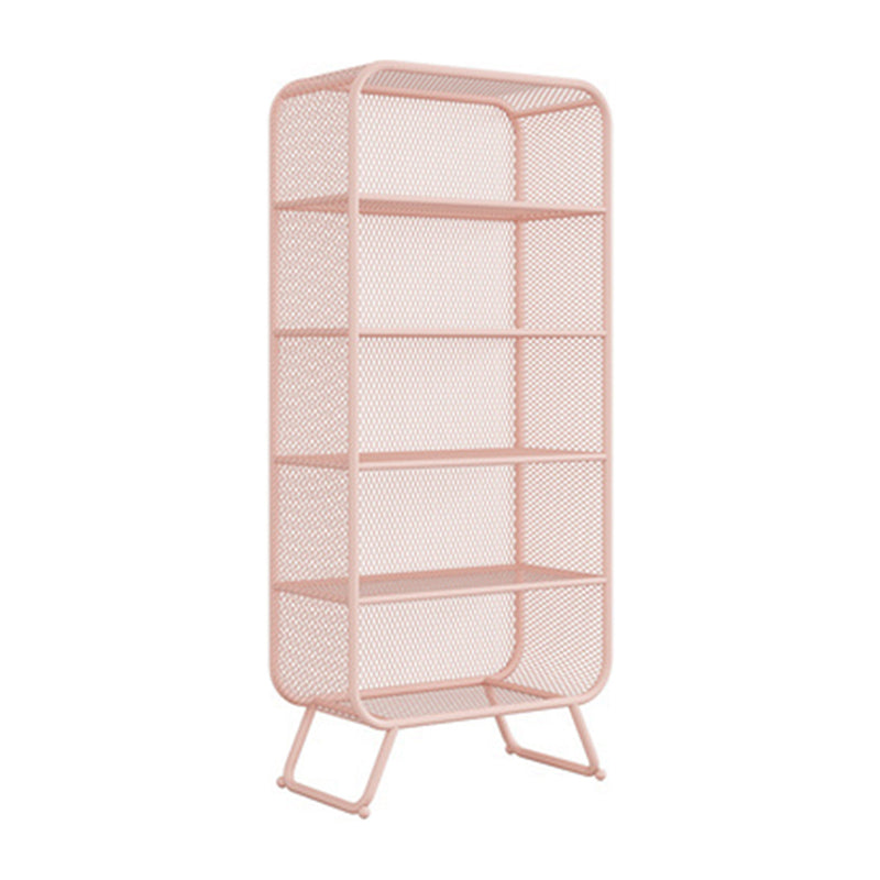 Glam Closed Back Bookcase Metal Standard Bookshelf with Shelves 31"L x 16"W x 71"H Pink Clearhalo 'Bookcases' 'furn' 'furn_bookcases' 'Furniture' 'Office Furniture' 6550161