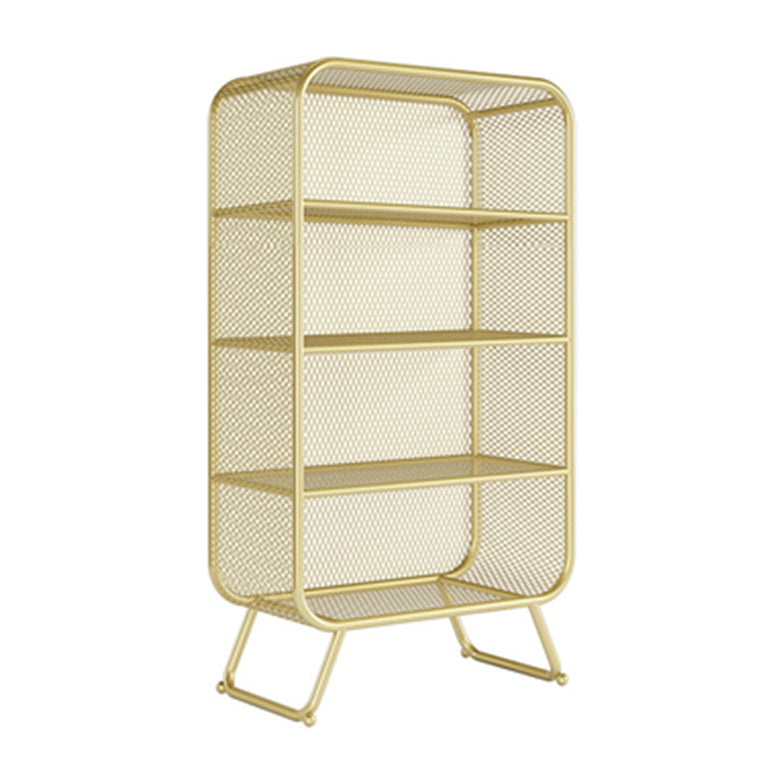 Glam Closed Back Bookcase Metal Standard Bookshelf with Shelves 23.6"L x 11.8"W x 59.1"H Gold Clearhalo 'Bookcases' 'furn' 'furn_bookcases' 'Furniture' 'Office Furniture' 6550173