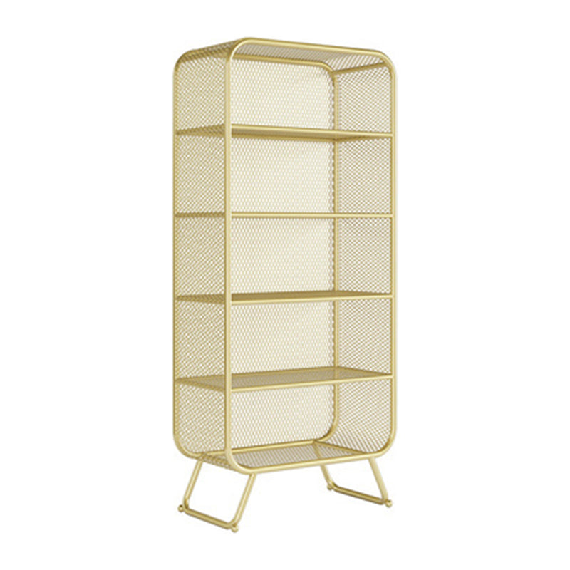 Glam Closed Back Bookcase Metal Standard Bookshelf with Shelves 31"L x 16"W x 71"H Gold Clearhalo 'Bookcases' 'furn' 'furn_bookcases' 'Furniture' 'Office Furniture' 6550175