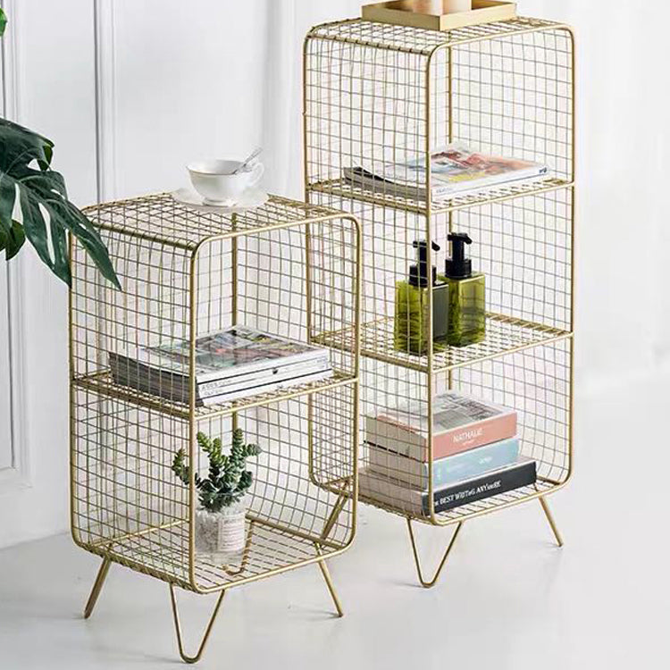 Glam Closed Back Bookcase Metal Standard Bookshelf with Shelves Clearhalo 'Bookcases' 'furn' 'furn_bookcases' 'Furniture' 'Office Furniture' 6550176