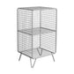 Glam Closed Back Bookcase Metal Standard Bookshelf with Shelves 14"L x 12"W x 26"H Light Silver Clearhalo 'Bookcases' 'furn' 'furn_bookcases' 'Furniture' 'Office Furniture' 6550177