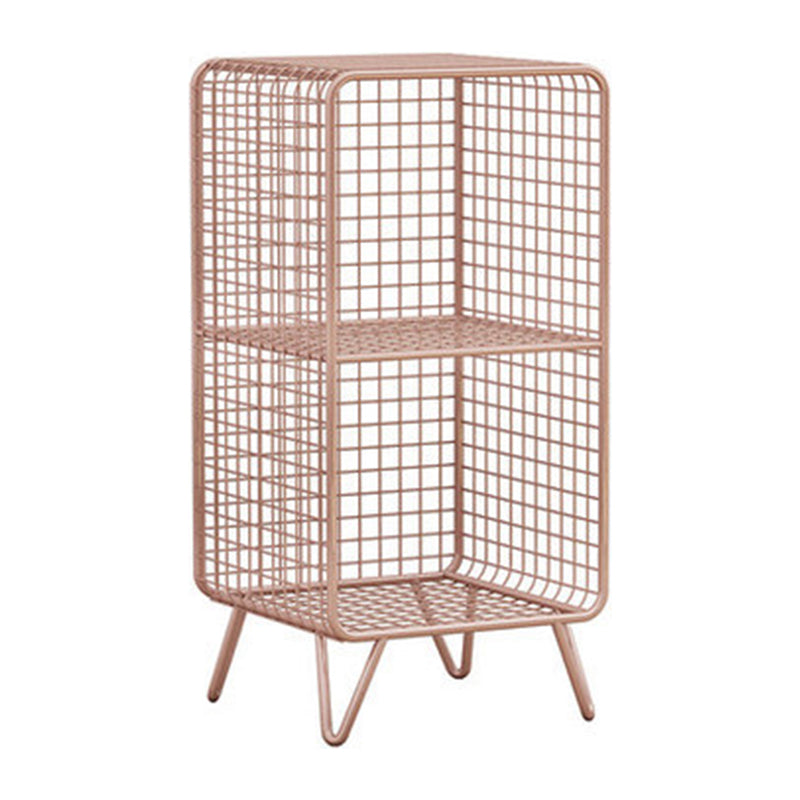 Glam Closed Back Bookcase Metal Standard Bookshelf with Shelves 14"L x 12"W x 26"H Rose Gold Clearhalo 'Bookcases' 'furn' 'furn_bookcases' 'Furniture' 'Office Furniture' 6550180