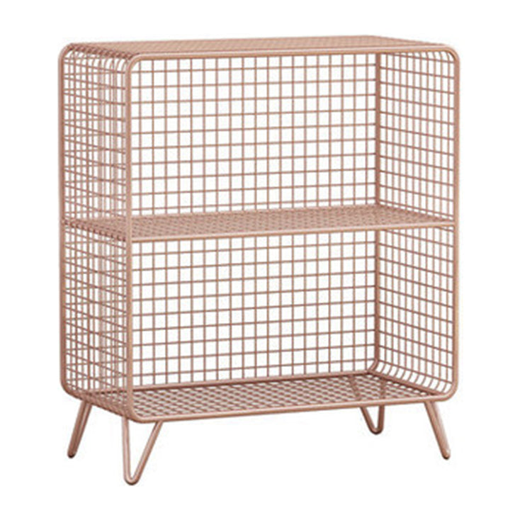 Glam Closed Back Bookcase Metal Standard Bookshelf with Shelves 24"L x 12"W x 28"H Rose Gold Clearhalo 'Bookcases' 'furn' 'furn_bookcases' 'Furniture' 'Office Furniture' 6550182