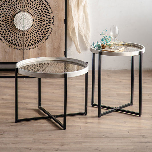 Tavolo laterale di campagna francese in vetro tavolino singolo accento singolo