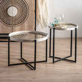 Tavolo laterale di campagna francese in vetro tavolino singolo accento singolo