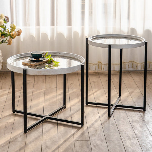 Tavolo laterale di campagna francese in vetro tavolino singolo accento singolo