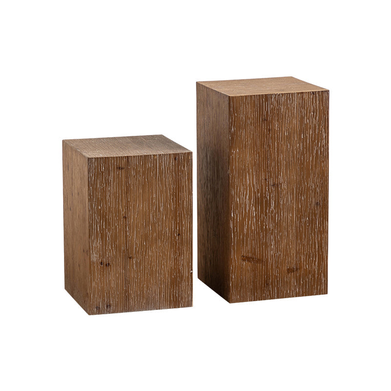 Rustic 11.81" Wood End Table Square Side Table in Distressed Finish